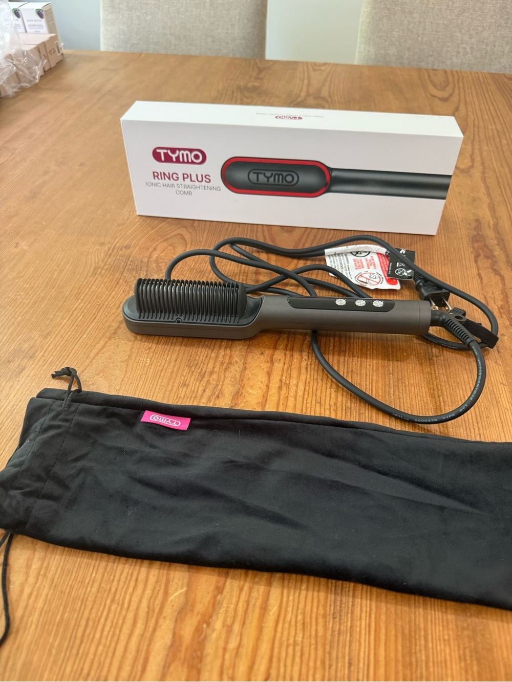 TYMO Ring Plus Black Ionic Hair Straightening Comb